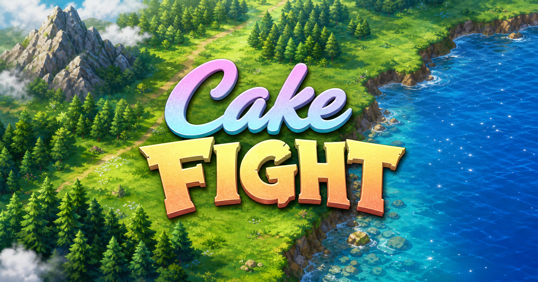 CakeFight Classic title art over stage map tiles